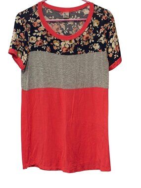 Brendas Colorblock Womens Size XL Short Sleeve Pull Over Tunic Top Shirt Tee Tsh